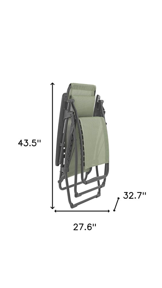 Silla de exterior de gravedad cero de acero verde de 71 cm con cojín verde