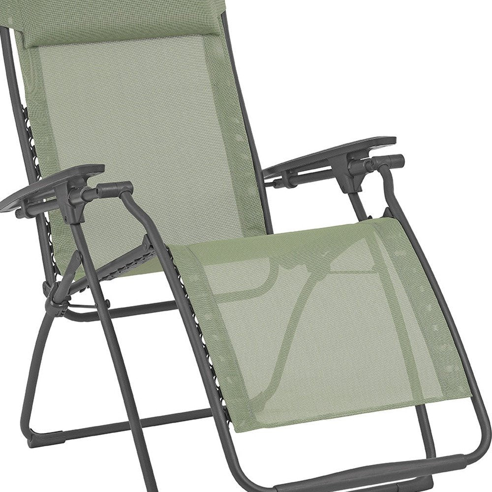 Silla de exterior de gravedad cero de acero verde de 71 cm con cojín verde