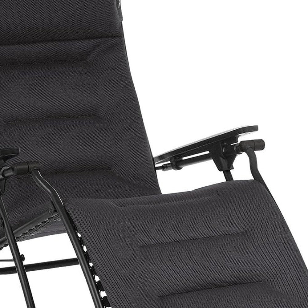 Silla de gravedad cero para exteriores de acero gris de 30" con cojín gris