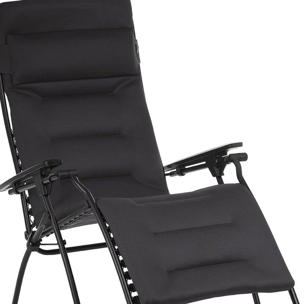 Silla de gravedad cero para exteriores de acero gris de 30" con cojín gris