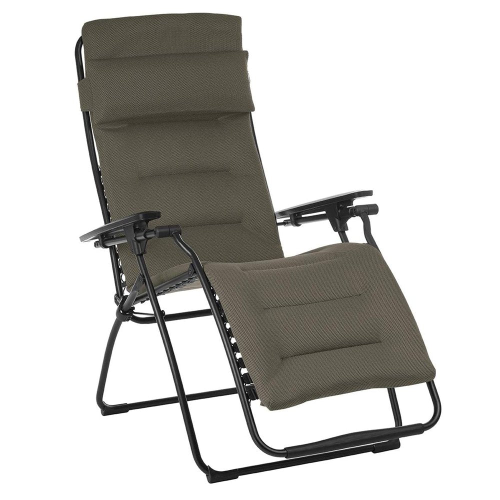 Silla de gravedad cero para exteriores de acero gris de 30" con cojín gris
