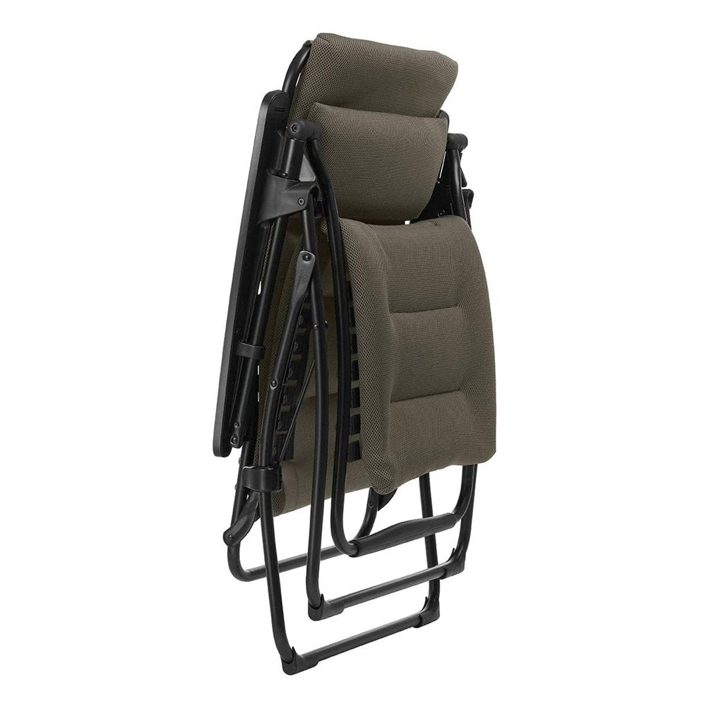 Silla de gravedad cero para exteriores de acero gris de 30" con cojín gris