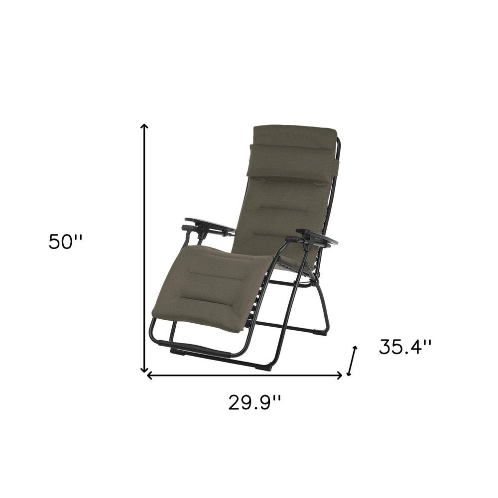 Silla de gravedad cero para exteriores de acero gris de 30" con cojín gris
