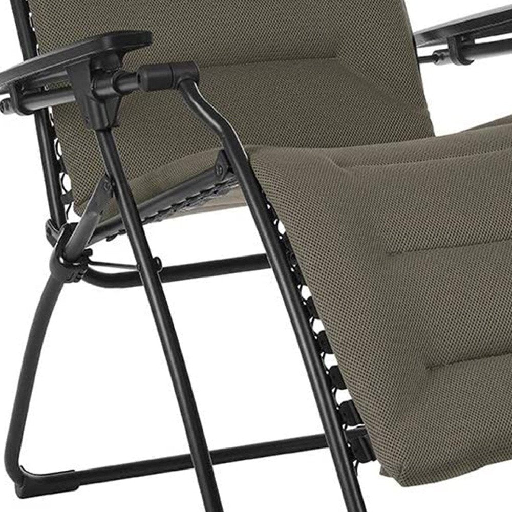 Silla de gravedad cero para exteriores de acero gris de 30" con cojín gris