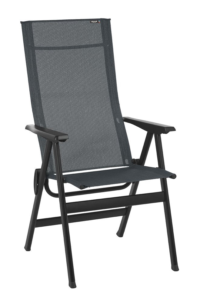 Sillón de exterior de acero gris y negro de 24"