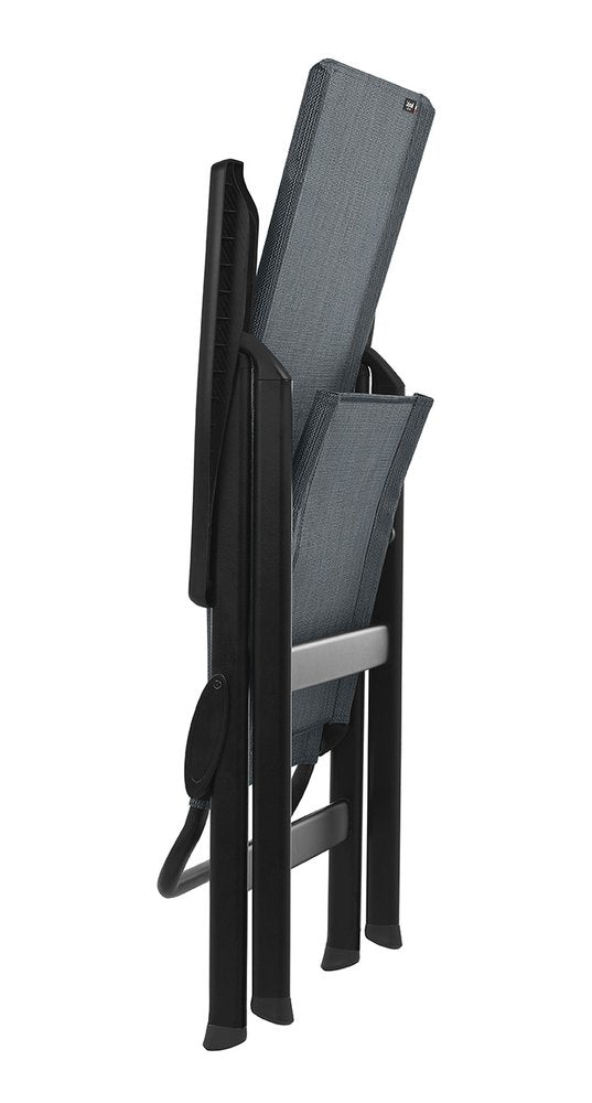 Sillón de exterior de acero gris y negro de 24"