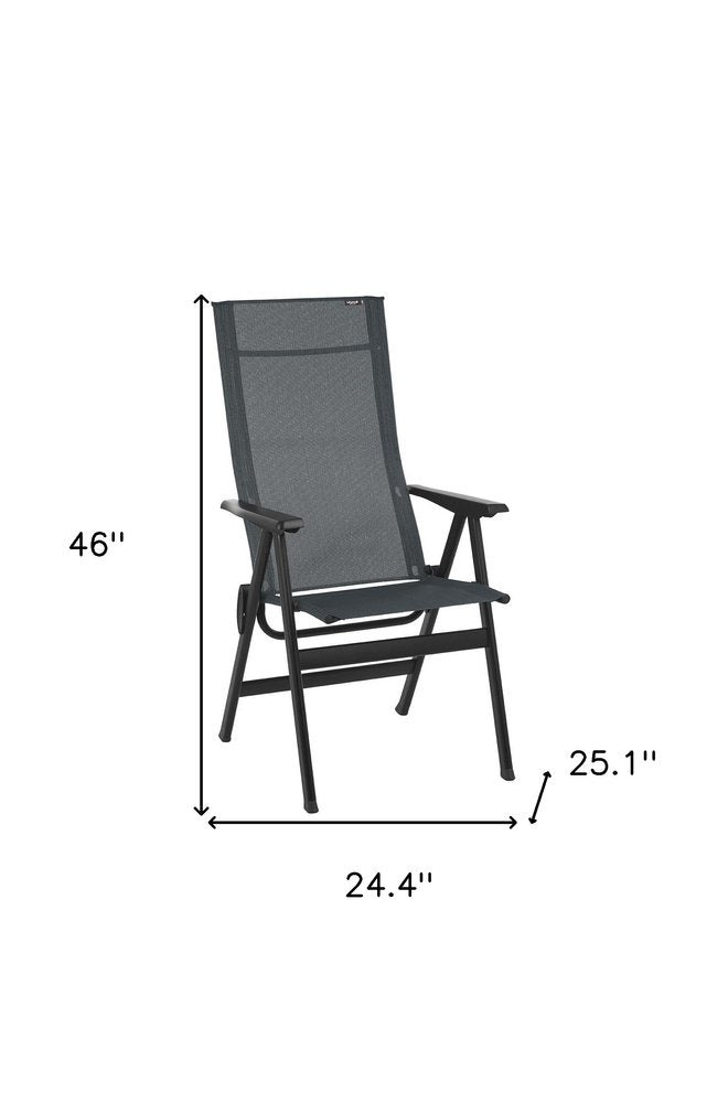 Sillón de exterior de acero gris y negro de 24"