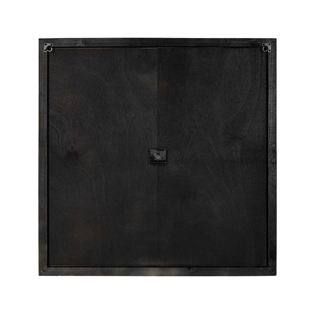 Square Distressed Wood And Metal Wall Clock