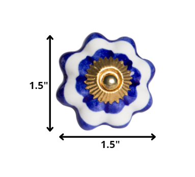 1.5" X 1.5" X 1.5" White Blue And Gold Knobs 12 Pack
