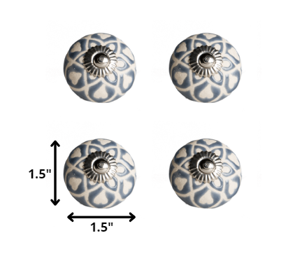 1.5" X 1.5" X 1.5" Hues Of White Navy And Silver Knobs 8 Pack