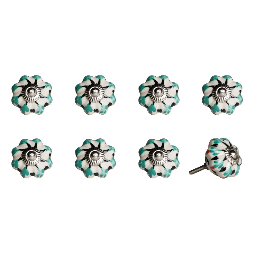 1.5" X 1.5" X 1.5" Hues Of White Navy And Silver Knobs 8 Pack