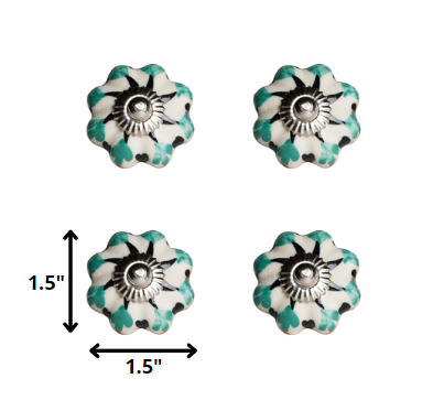 1.5" X 1.5" X 1.5" Hues Of White Navy And Silver Knobs 8 Pack