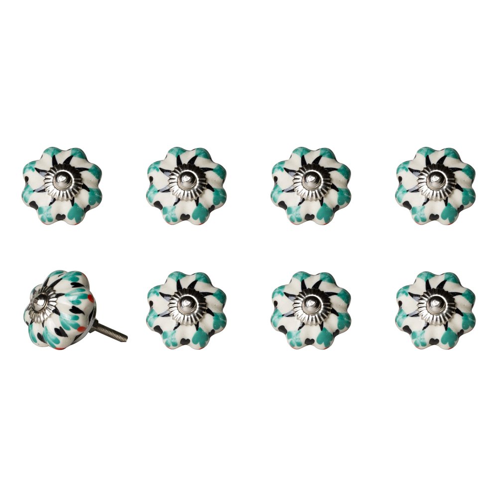 1.5" X 1.5" X 1.5" Hues Of White Navy And Silver Knobs 8 Pack