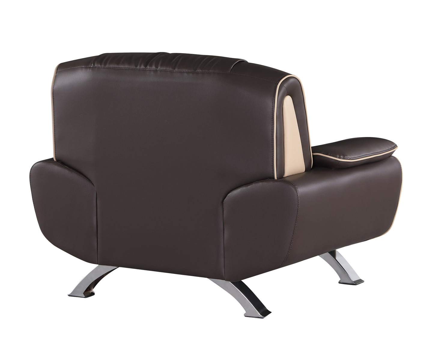 47" Brown And Silver Leather Match Club Chair