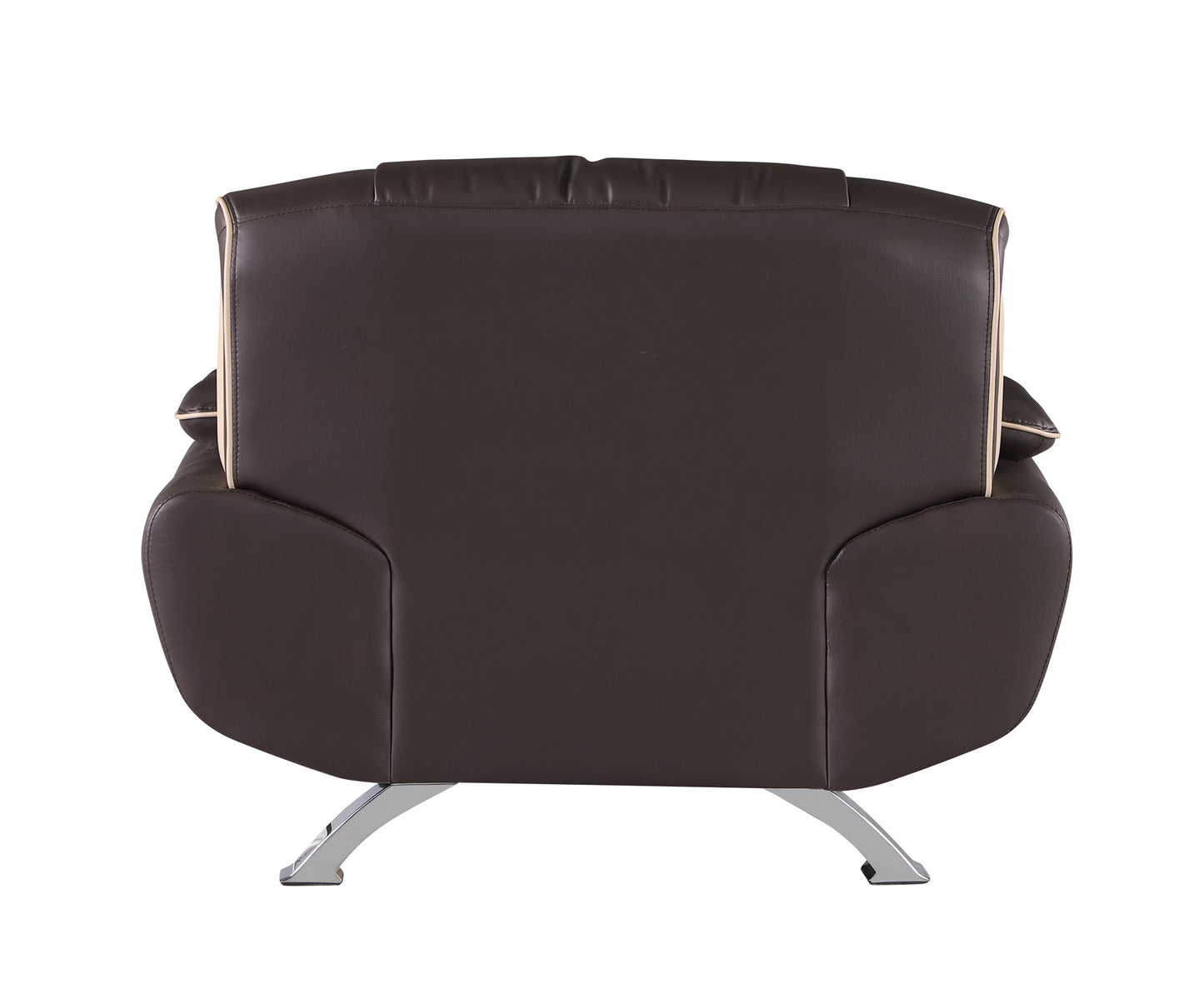 47" Brown And Silver Leather Match Club Chair
