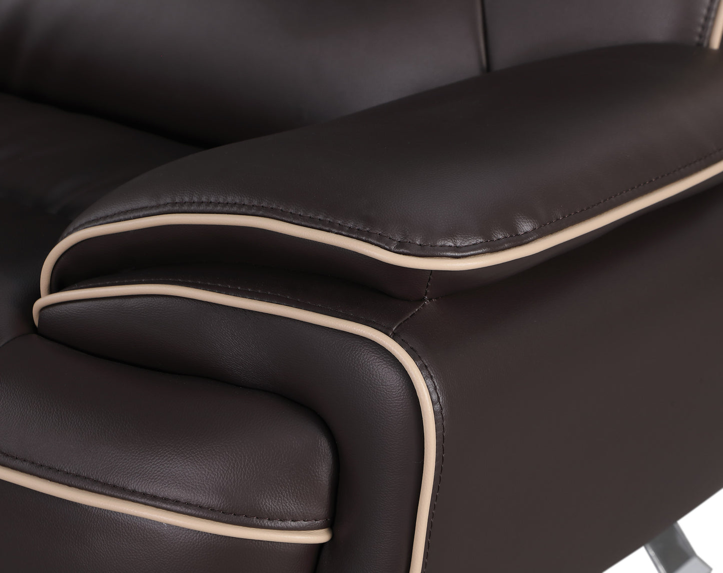 47" Brown And Silver Leather Match Club Chair