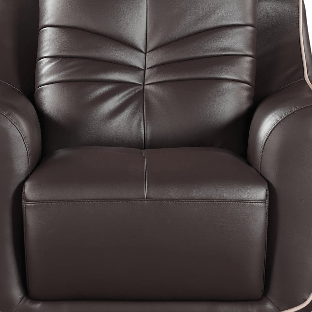 Leather Match Solid Color Flared Arms Club Chair Brown Legs