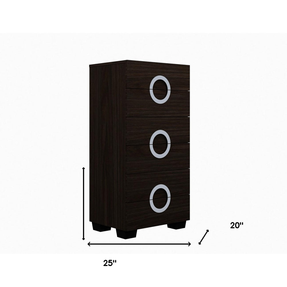 Cómoda estándar marrón de seis cajones de 25"