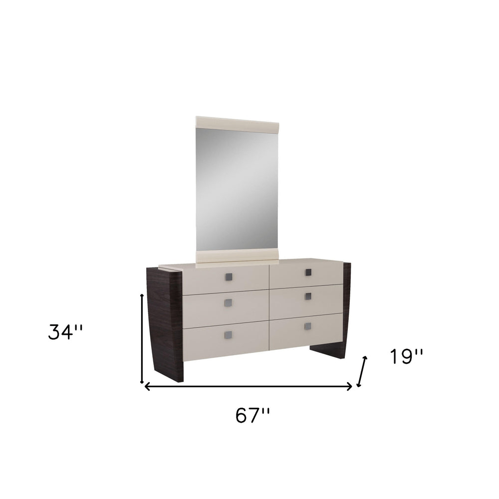 Cómoda beige refinado de 34" de alto brillo