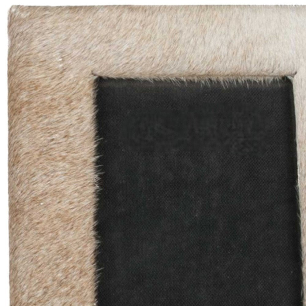 4" x 6" Black Cowhide Picture Frame with Mat