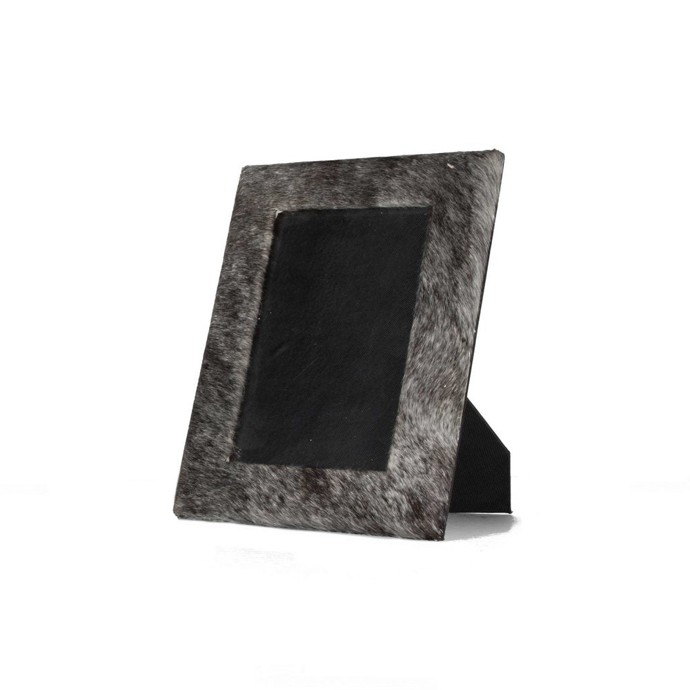 5" x 7" Gray Cowhide Hanging & Tabletop Picture Frame with Mat