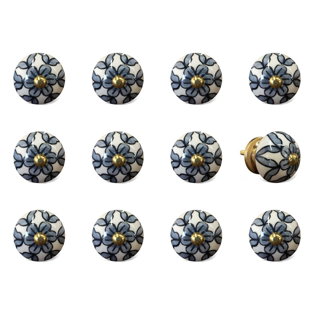 1.5" X 1.5" X 1.5" White Blue And Black Knobs 12 Pack