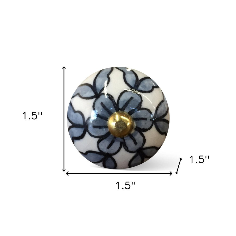 1.5" X 1.5" X 1.5" White Blue And Black Knobs 12 Pack