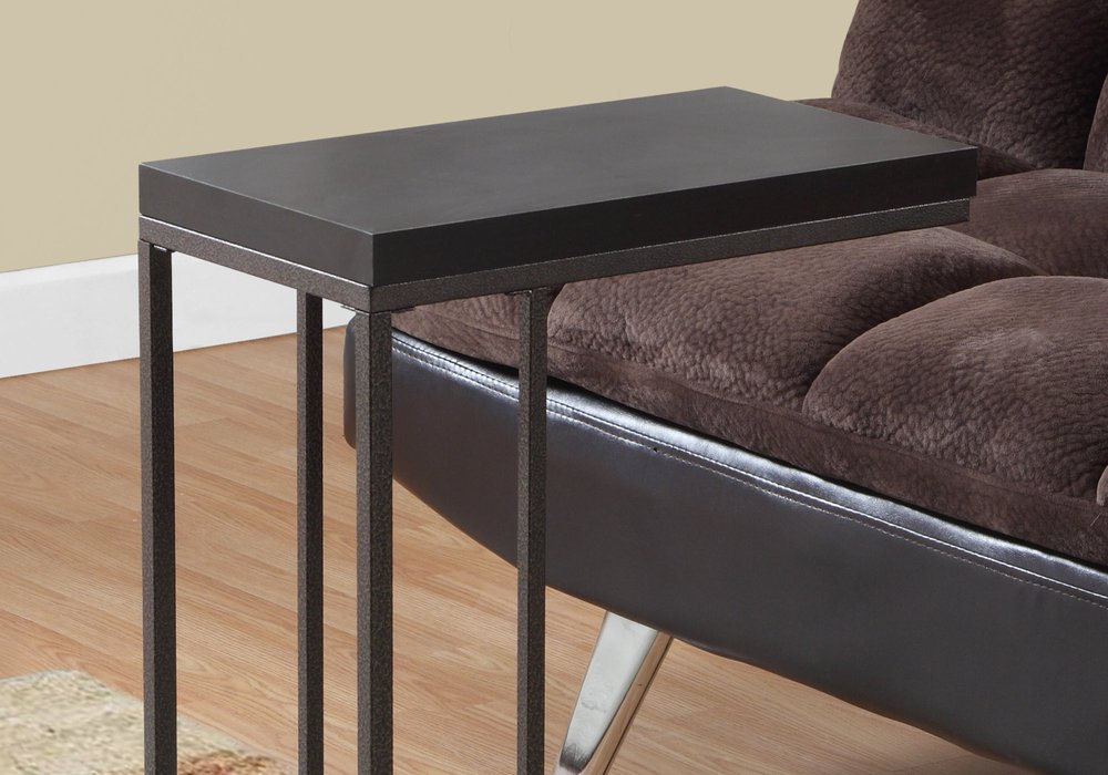 18.25" X 10.25" X 25.25" Cappuccino Particle Board Metal Accent Table