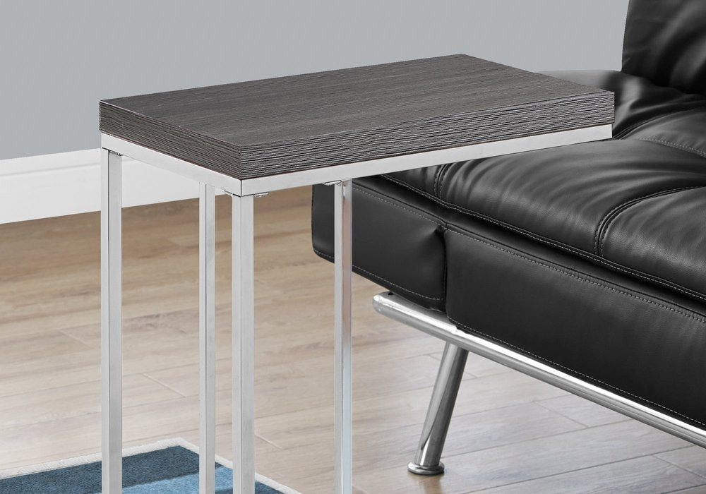 18.25" X 10.25" X 25.25" Cappuccino Particle Board Metal Accent Table