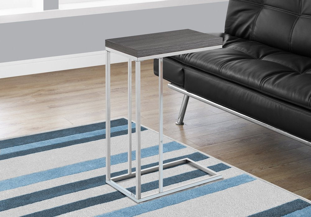 18.25" X 10.25" X 25.25" Cappuccino Particle Board Metal Accent Table
