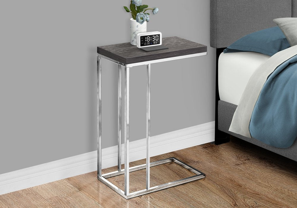 18.25" X 10.25" X 25.25" Cappuccino Particle Board Metal Accent Table