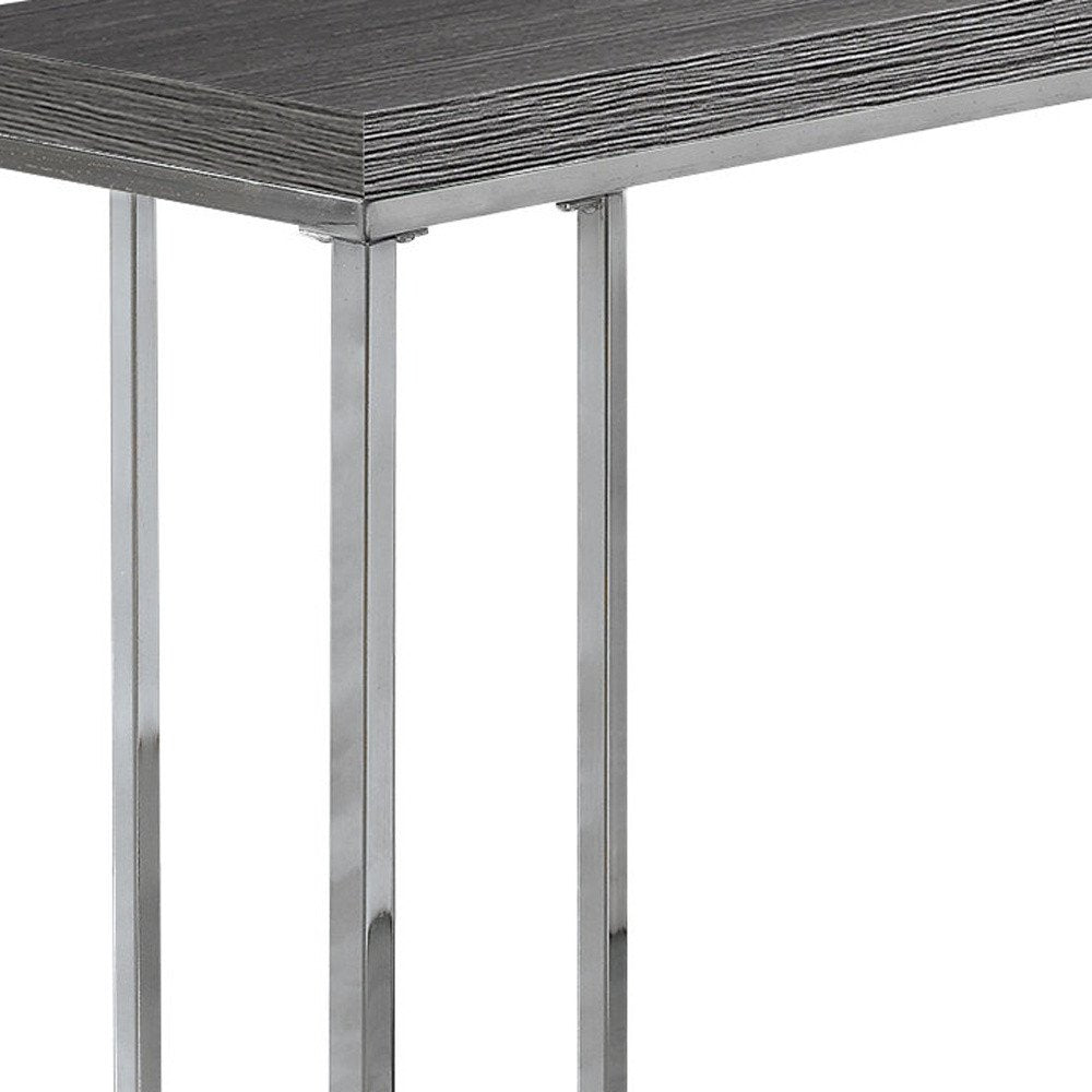 18.25" X 10.25" X 25.25" Cappuccino Particle Board Metal Accent Table
