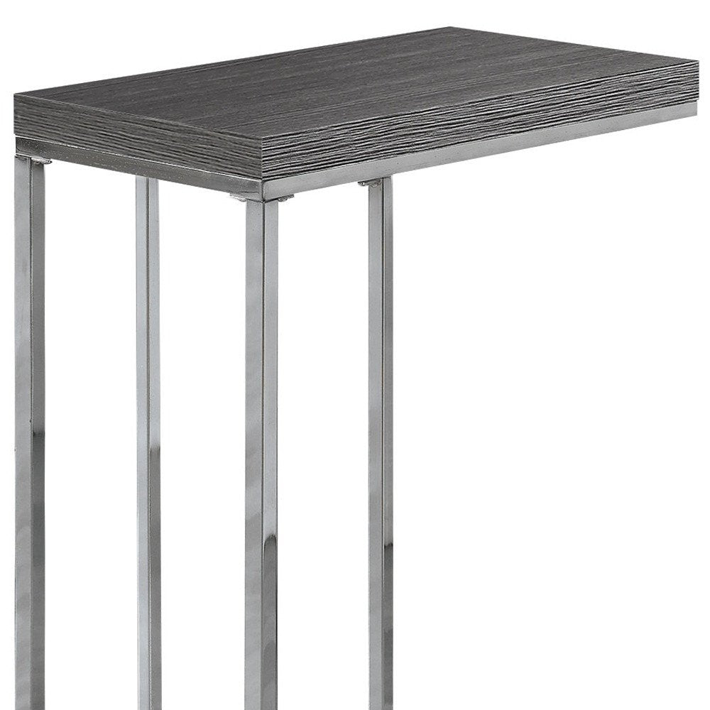 18.25" X 10.25" X 25.25" Cappuccino Particle Board Metal Accent Table