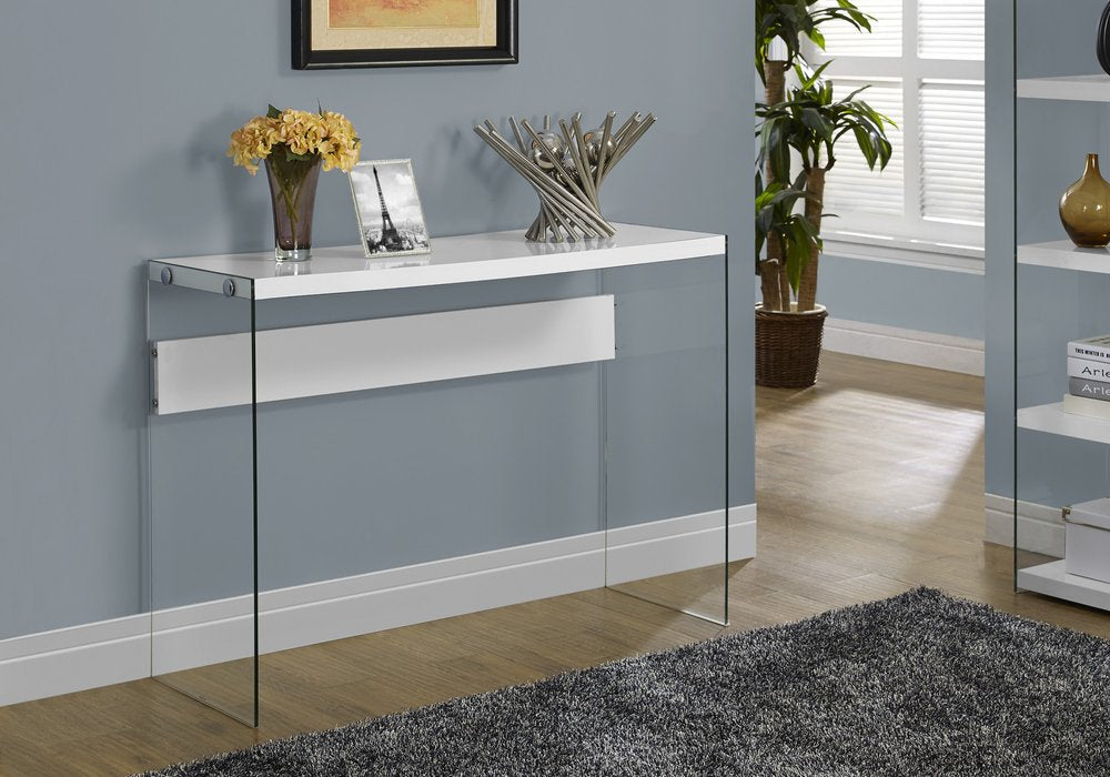 44" Gray And Clear Solid Console Table