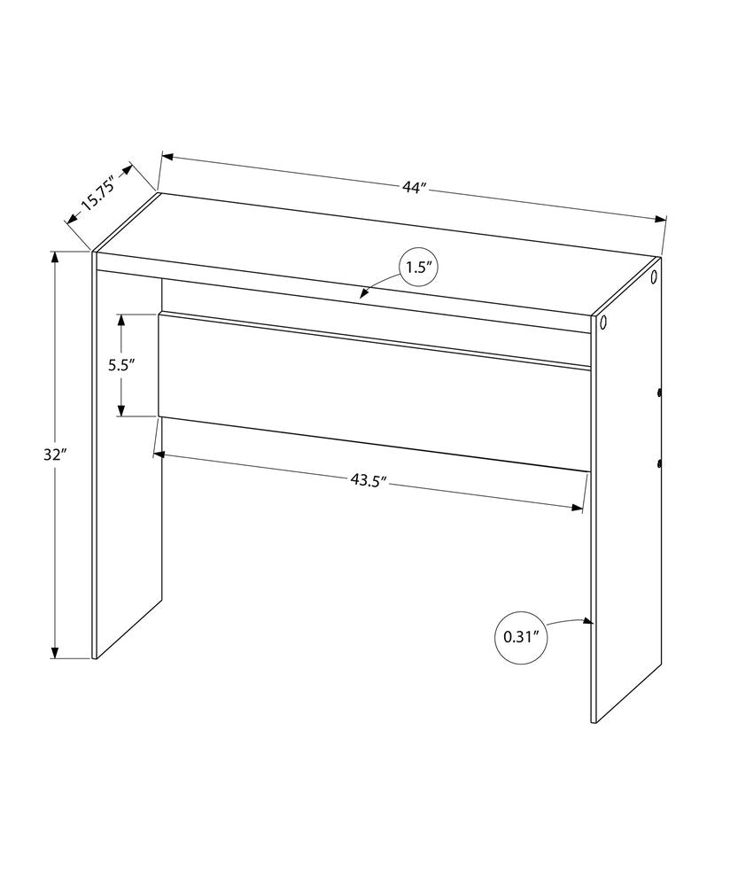 44" Gray And Clear Solid Console Table