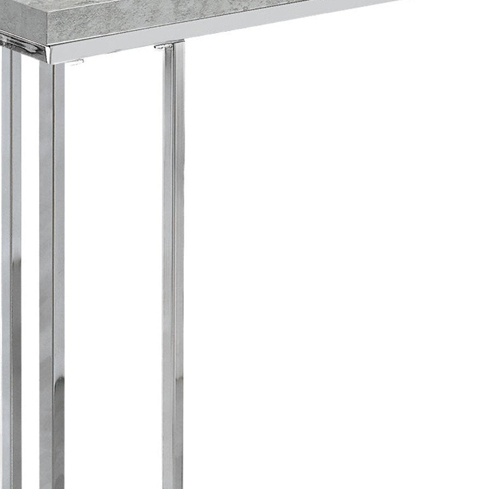 18.25" X 10.25" X 25.25" Cappuccino Particle Board Metal Accent Table