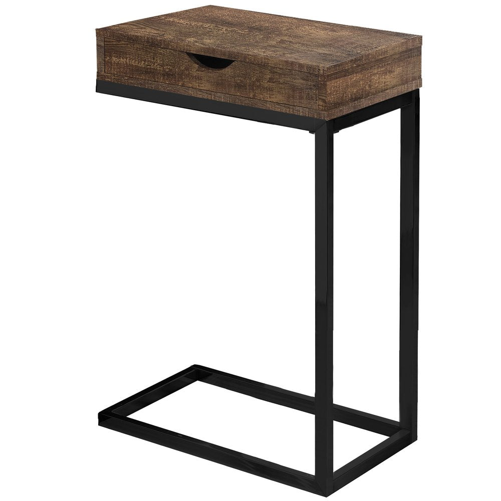 10.25" X 15.75" X 24.5" Cappuccino Finish And Gold Laminated Drawer Accent Table