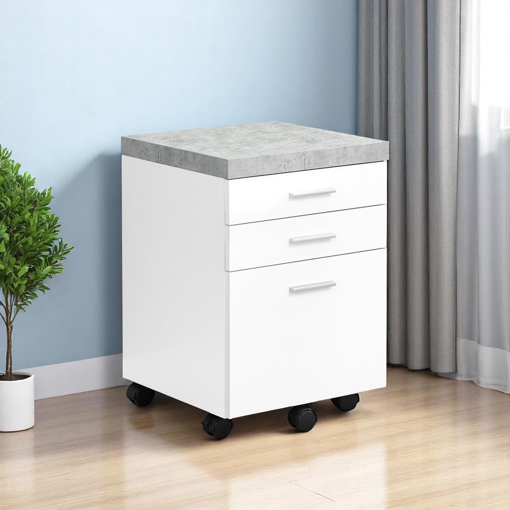 25" Gray Particle Board Filing Cabinet With Drawers