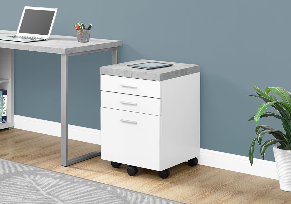 25" Gray Particle Board Filing Cabinet With Drawers