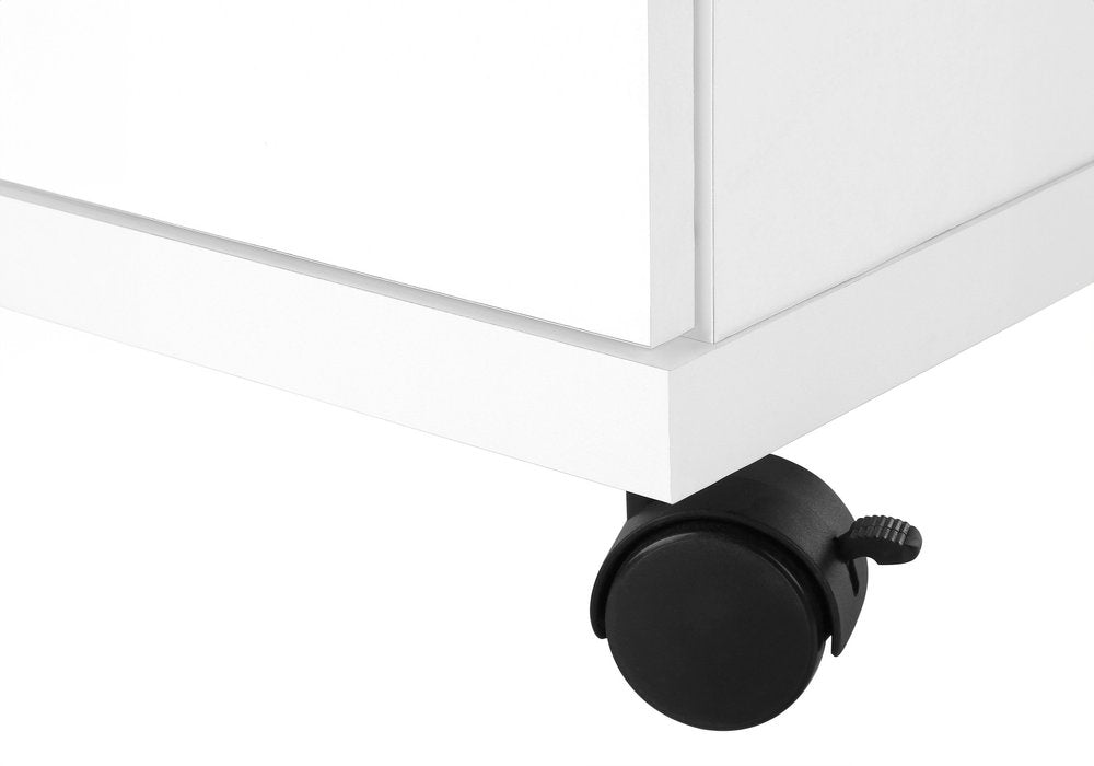 Gabinete de oficina de tablero de partículas blanco, con núcleo hueco y dos cajones, de 45 x 45 x 58 cm