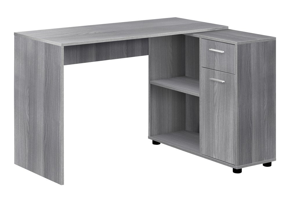 Escritorio para computadora en forma de L de 34" con dos cajones, color gris