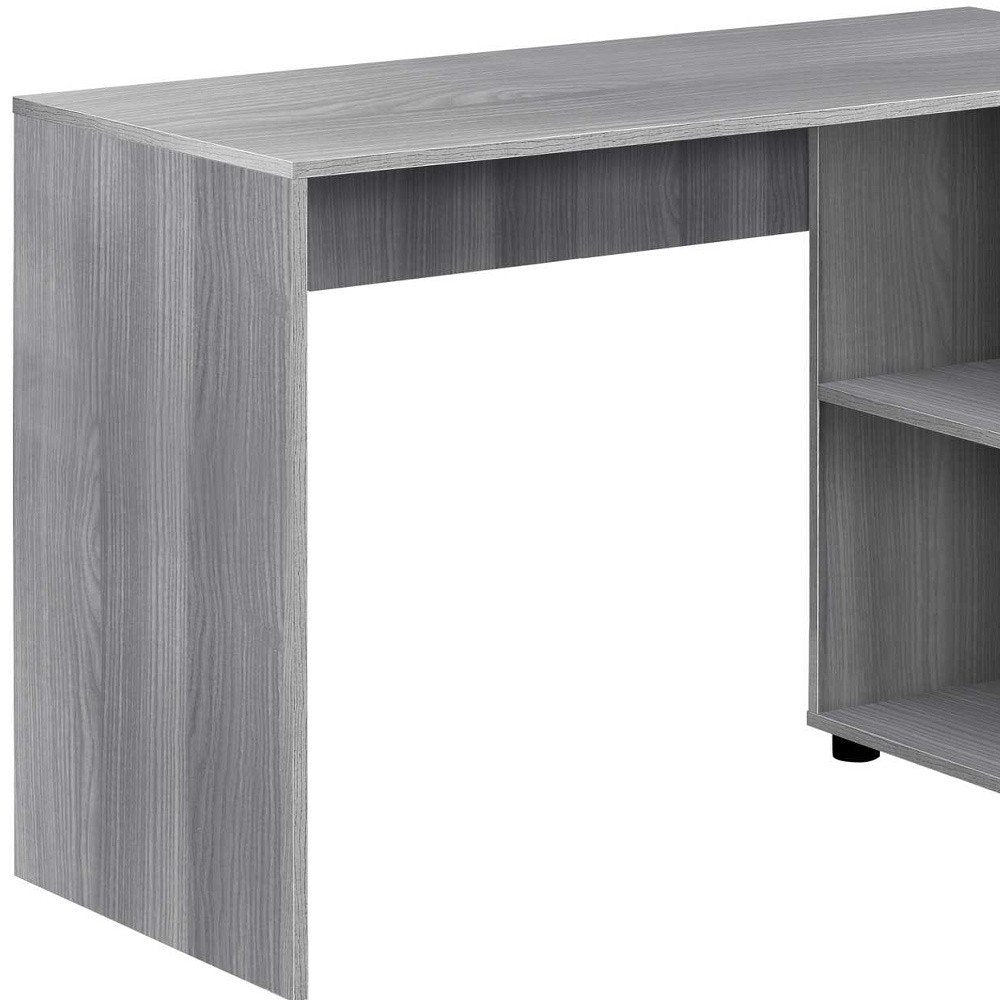 Escritorio para computadora en forma de L de 34" con dos cajones, color gris