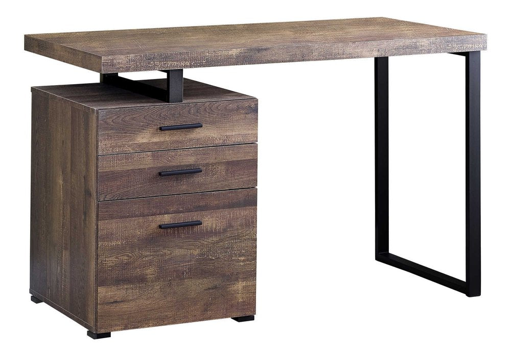 24" Brown and Black Computer Desk With Three Drawers