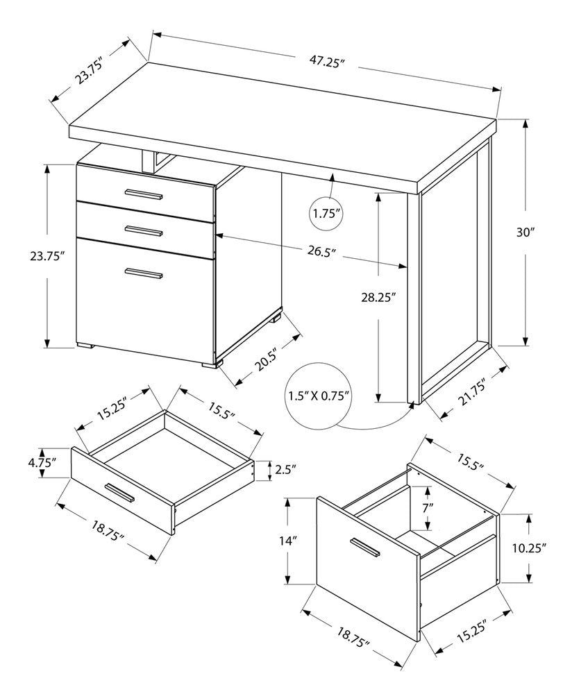 Escritorio para computadora de 24" en color topo y negro con tres cajones
