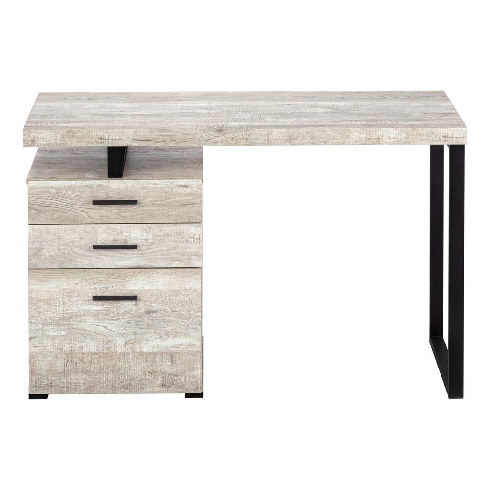 24" Brown and Black Computer Desk With Three Drawers