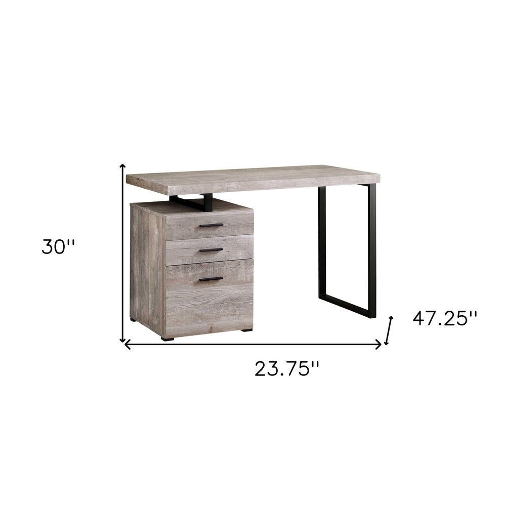 24" Brown and Black Computer Desk With Three Drawers