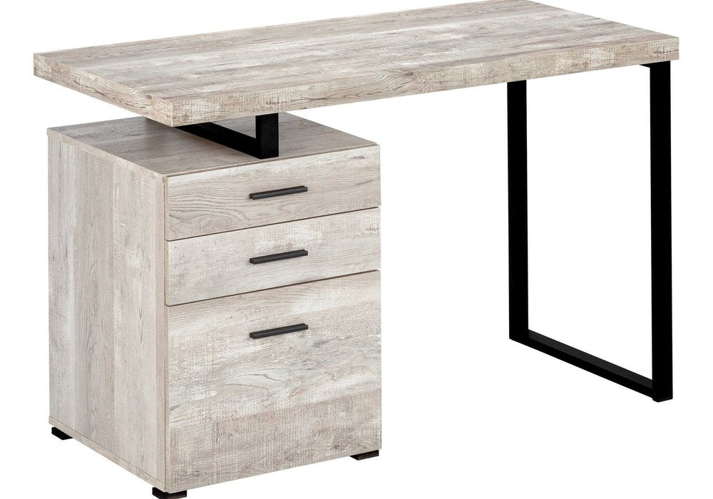 24" Brown and Black Computer Desk With Three Drawers