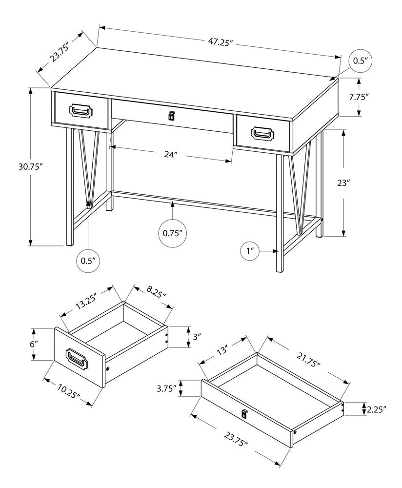 Escritorio para computadora de 24" en color topo y negro con tres cajones