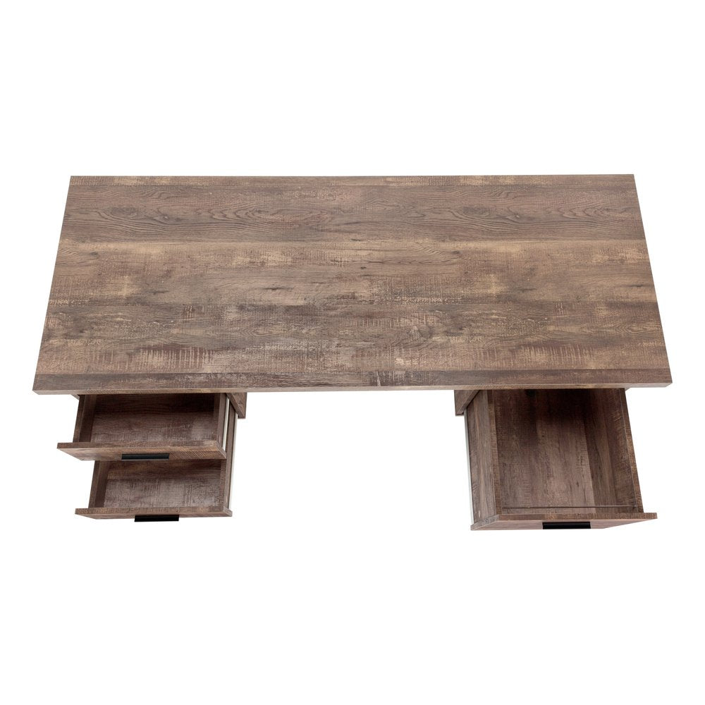 24" Brown and Black With Three Drawers