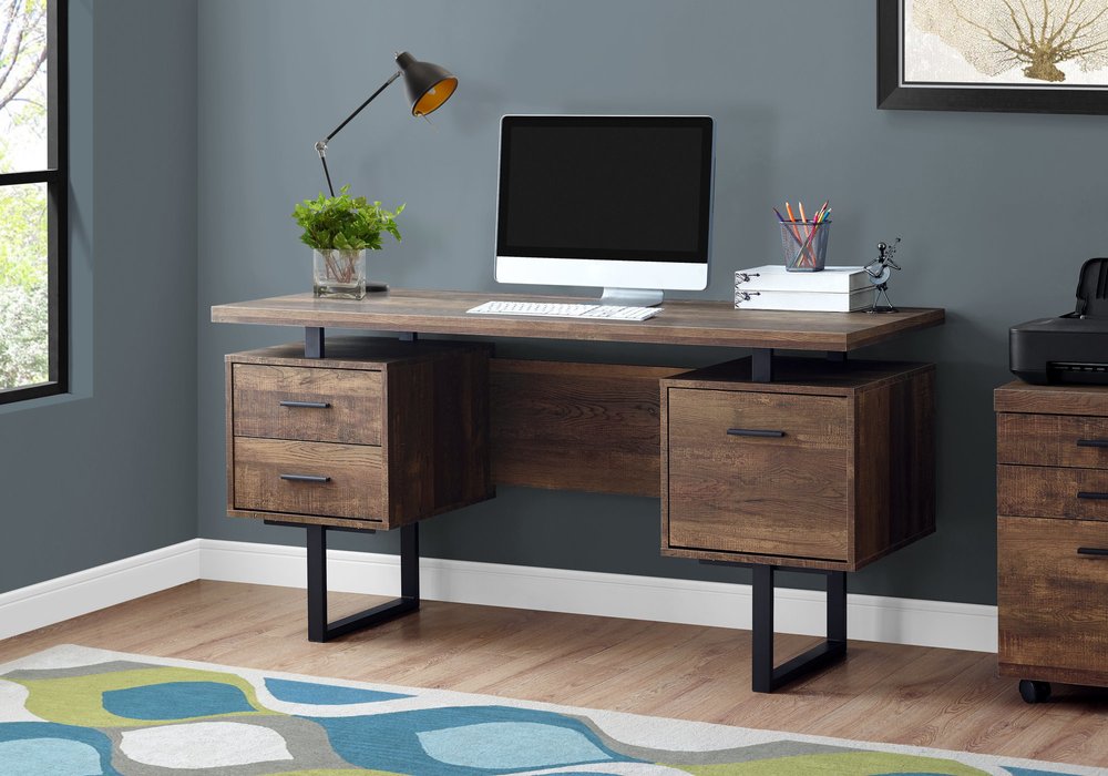 24" Brown and Black With Three Drawers